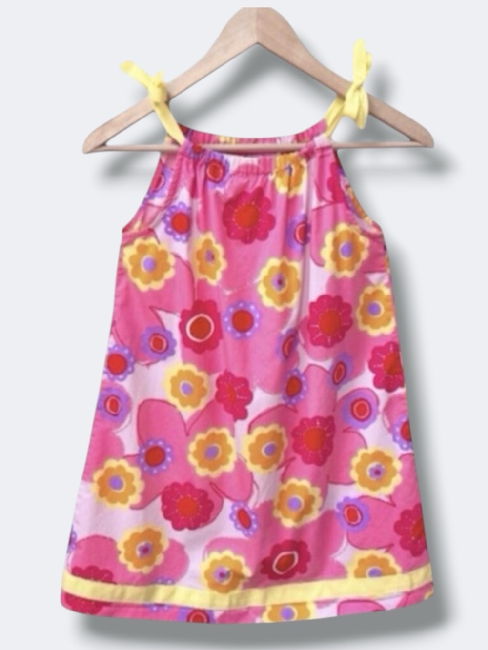 Hanna Andersson Pillowcase Shift Dress Girls 6-7 Pink Floral Cotton